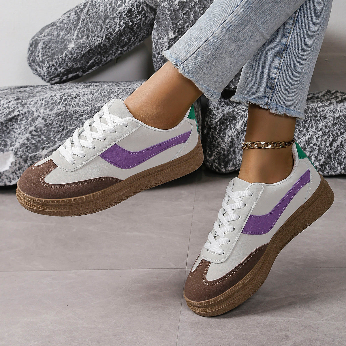 Damen Sport Sneakers mit stylischem Farbkontrast und rutschfester Sohle