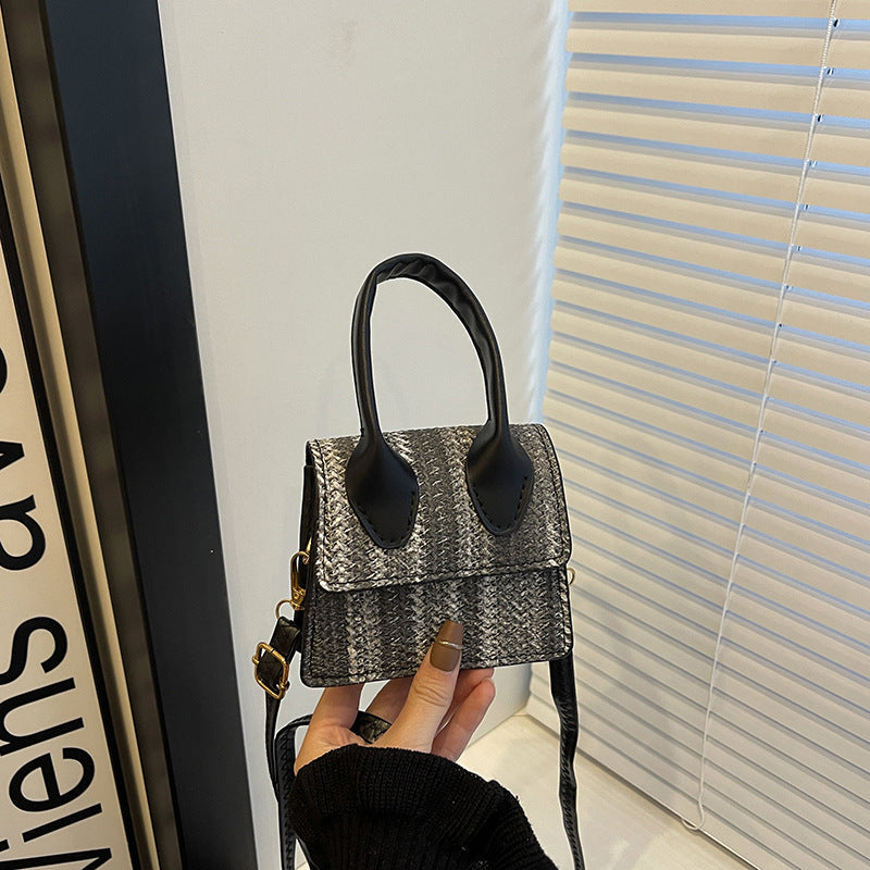 Damen Mini-Tasche mit gewebtem Design und abnehmbarem Schultergurt