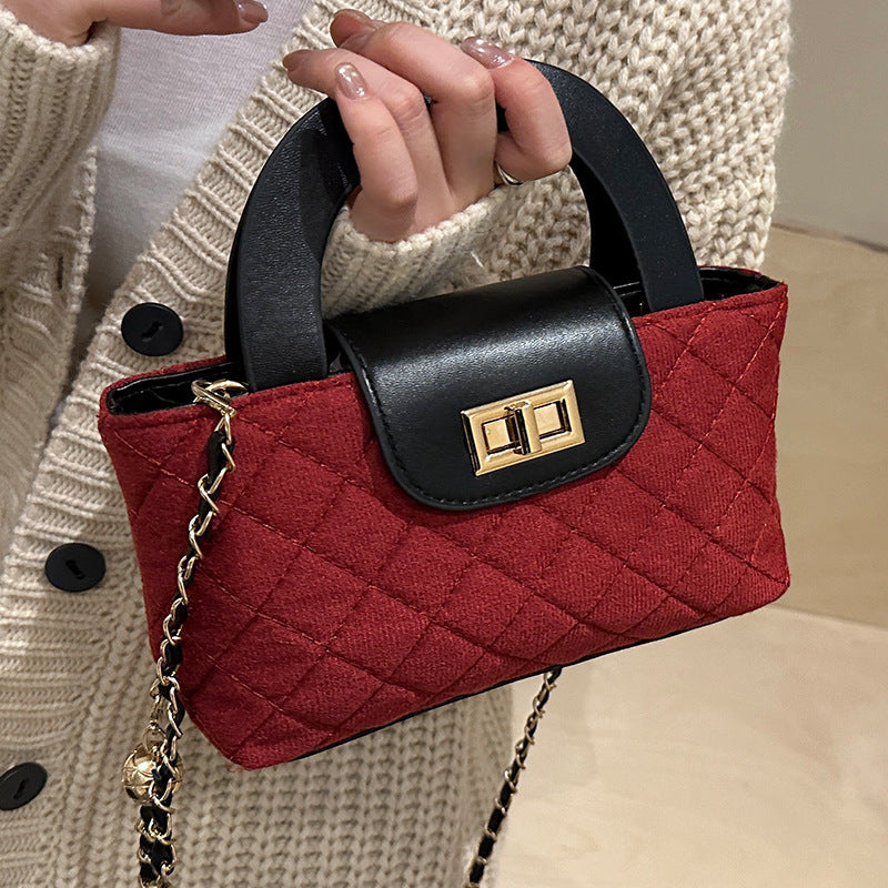 Damen Mini-Handtasche mit elegantem Karomuster