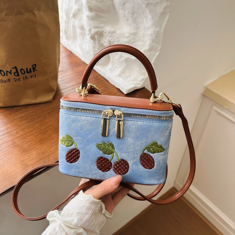 Damen praktische Schultertasche mit süßem Obstmotiv und praktischem Innenfach