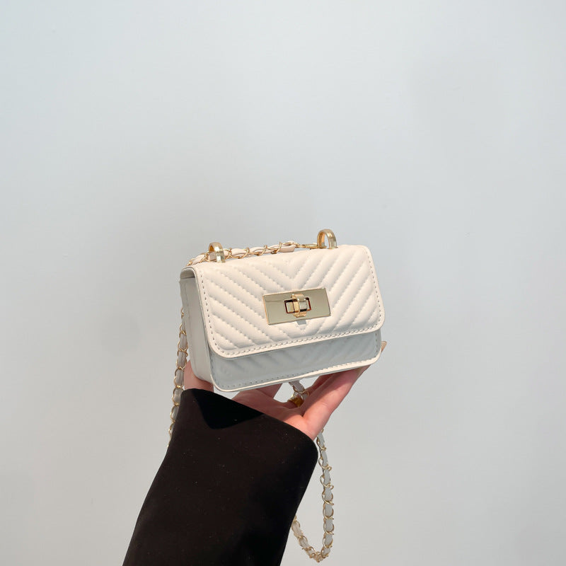 Damen Mini-Handtasche mit gestepptem Design und goldenem Verschluss