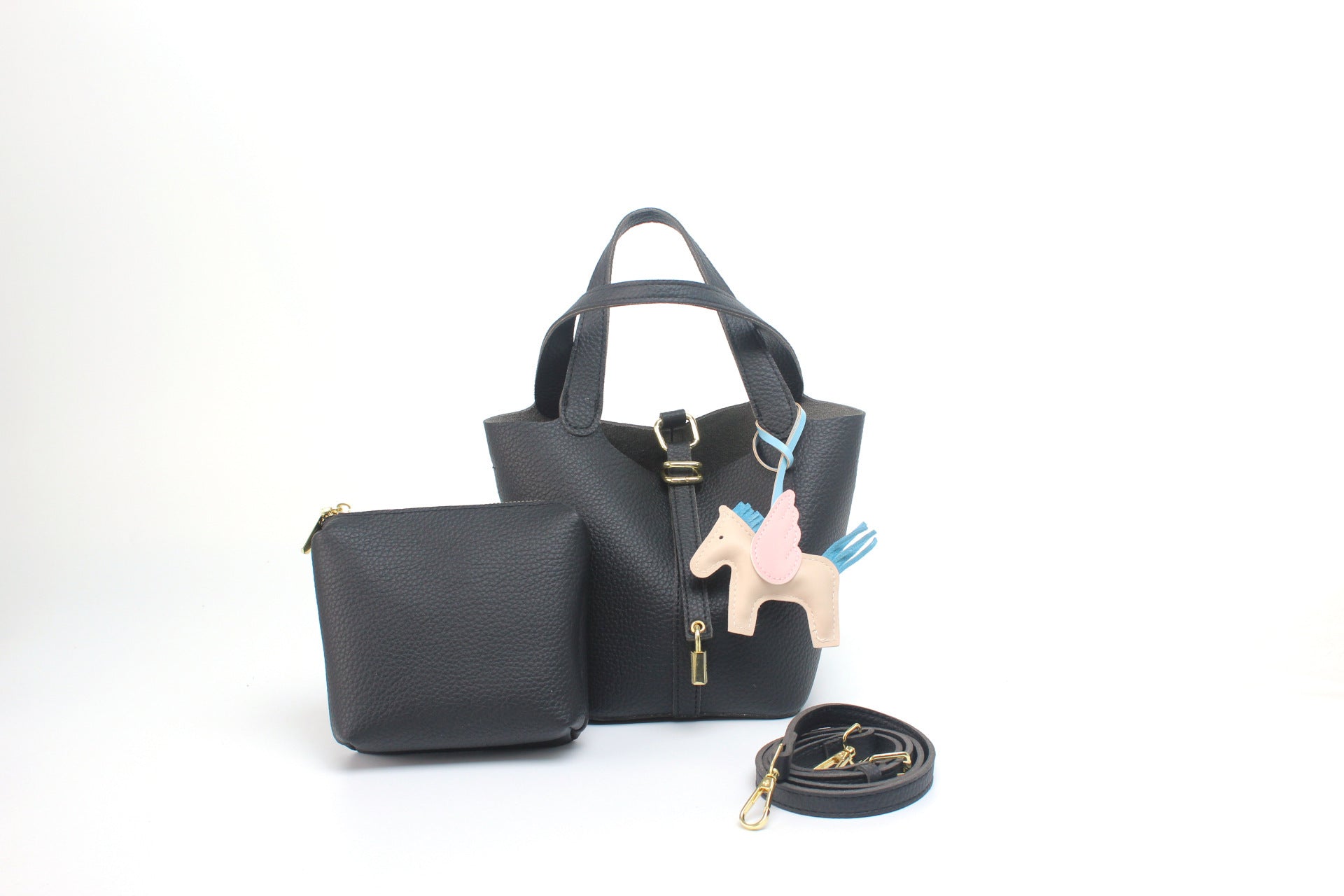 Damen Hobo-Tasche mit abnehmbarem Mini-Organizer und charmantem Tieranhänger