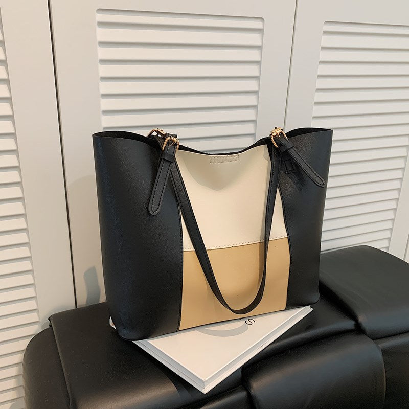 Damen geräumige Tasche mit eleganten Farbblockdetails