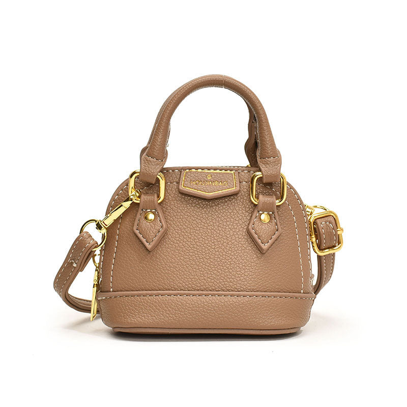 Damen Mini Hobo Tasche aus strukturiertem Kunstleder mit goldenen Akzenten
