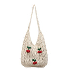 Frauen Handmade Schultertasche mit verspielten Fruchtapplikationen