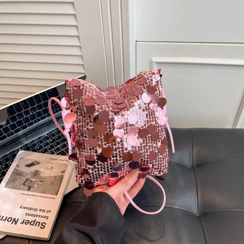 Damen Schultertasche mit glitzerndem Paillettendesign