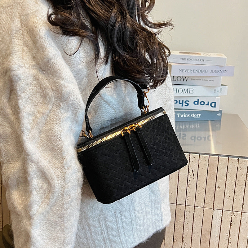 Damen strukturierte Schultertasche mit abnehmbarem Tragegurt