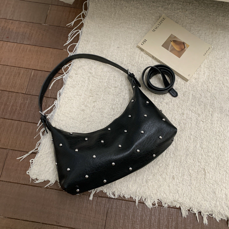 Damen lässige Schultertasche mit eleganten Perlenakzenten