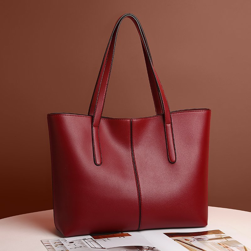 Große Ledertasche, Damen-Arbeitstasche mit Reißverschluss