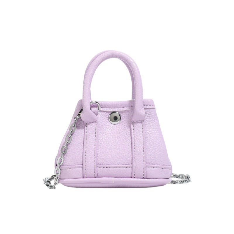 Damen Mini-Handtasche mit glatter Struktur und abnehmbarem Kettenriemen