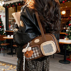 Damen Schultertasche mit einzigartigem Kordelzug und charmantem Anhänger