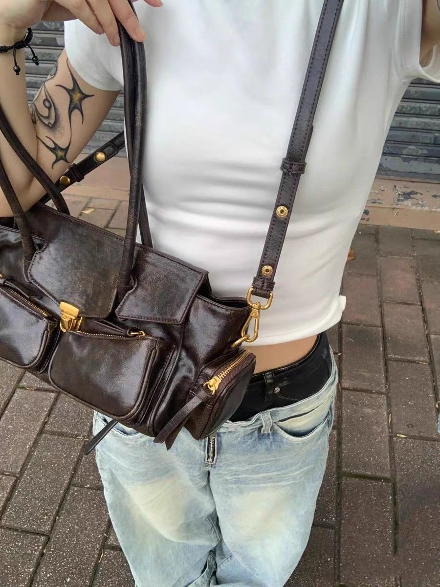 Retro-Stil Leder Handtasche