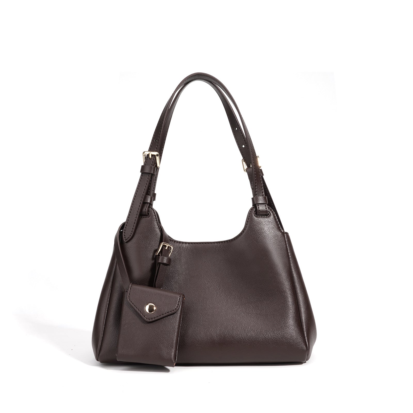 Damen Hobo-Tasche aus hochwertigem Leder mit abnehmbarem Mini-Brieftasche