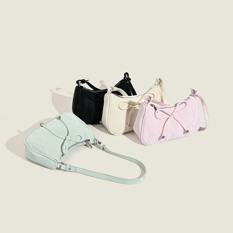 Damen elegante Mini-Handtasche mit verspieltem Kordelzug