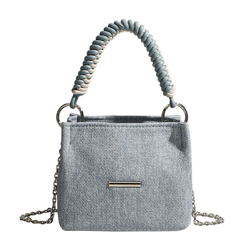Damen Denim Mini Handtasche mit elegantem Kettenriemen