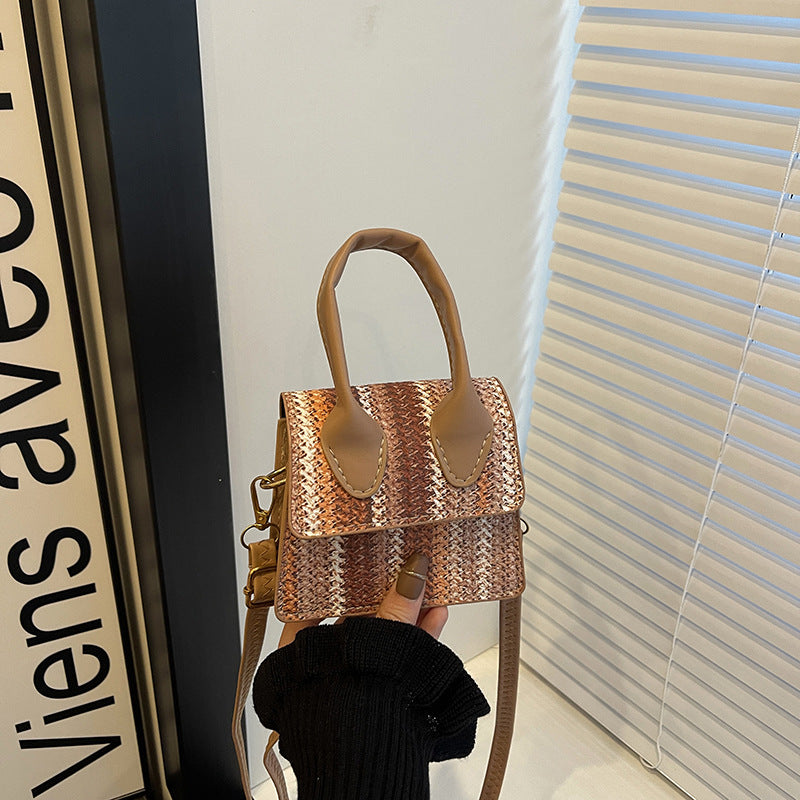 Damen Mini-Tasche mit gewebtem Design und abnehmbarem Schultergurt