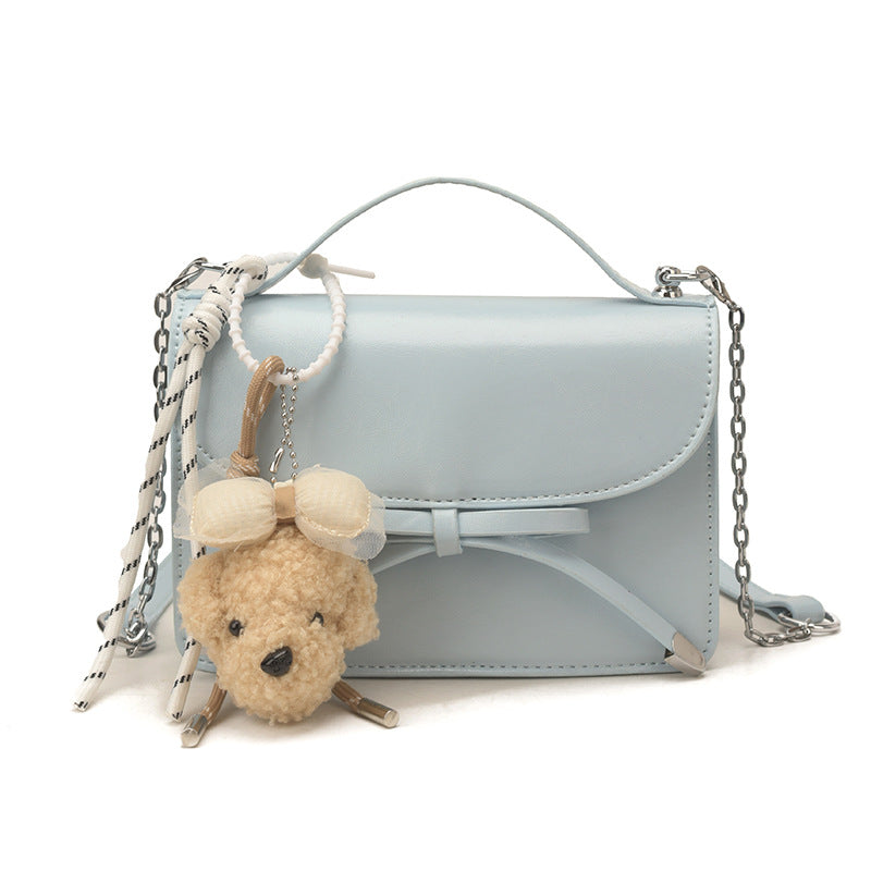 Damen elegante Mini-Handtasche mit süßem Anhänger