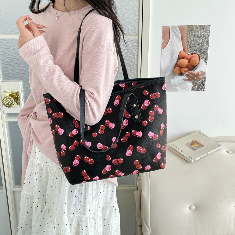 Damen Einkaufstasche mit fruchtigem Kirschdesign