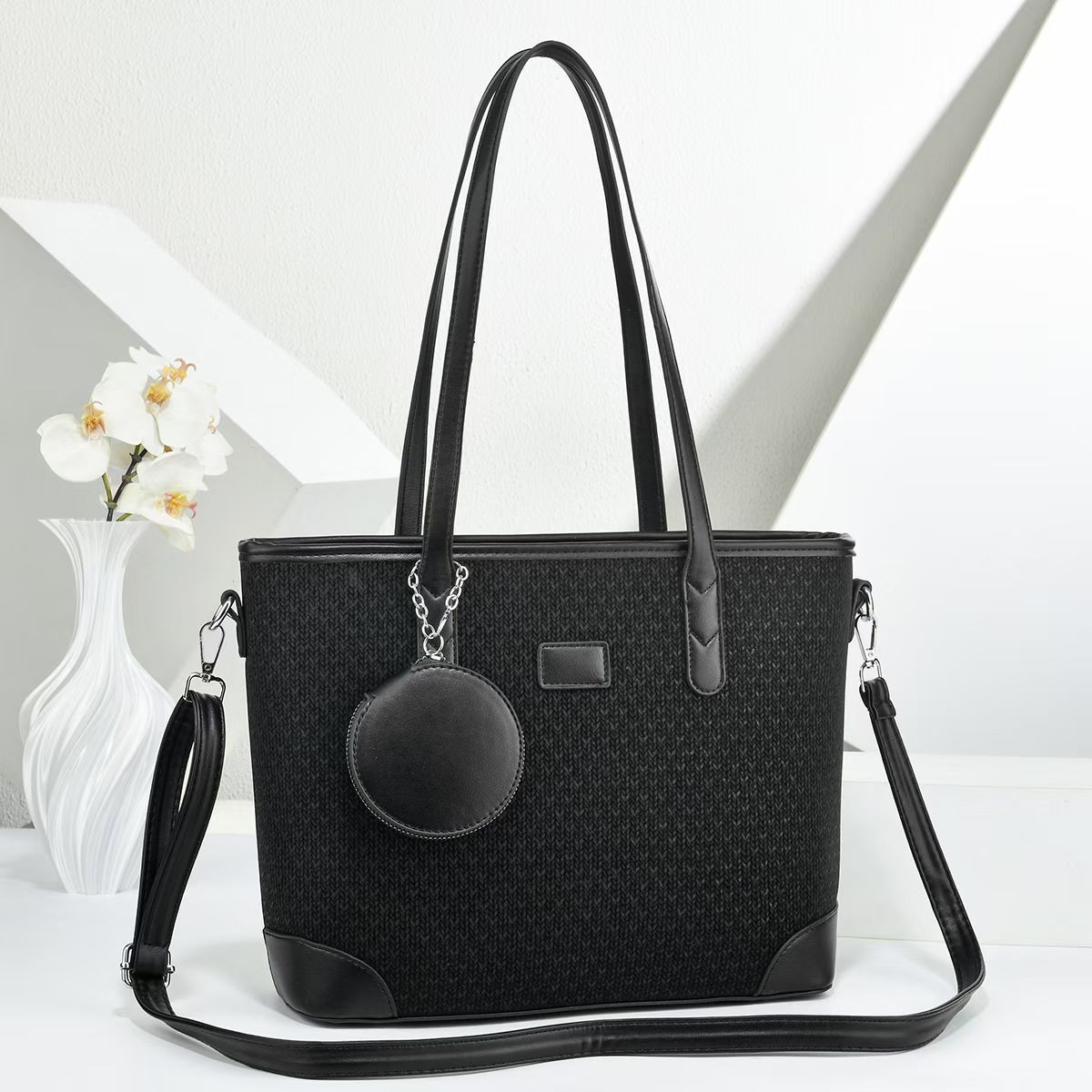 Damen elegante Handtasche mit texturiertem Design und abnehmbarem Geldbeutel