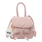 Damen Mini-Rucksack mit verspieltem Design und plüschigem Anhänger