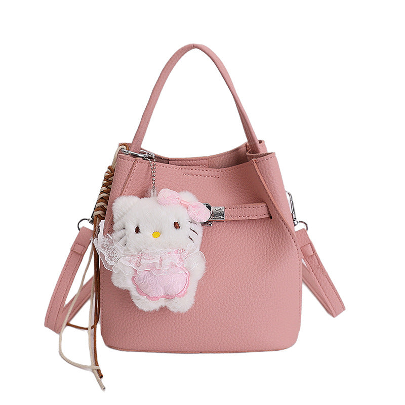 Damen Mini Tasche mit abnehmbarem Plüschanhänger