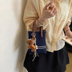 Damen Mini Shopper Tasche mit süßem Tieranhänger