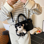 Damen Mini Tasche mit süßem Tier Anhänger und abnehmbarem Schulterriemen