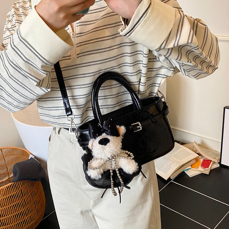 Damen Mini Tasche mit süßem Tier Anhänger und abnehmbarem Schulterriemen