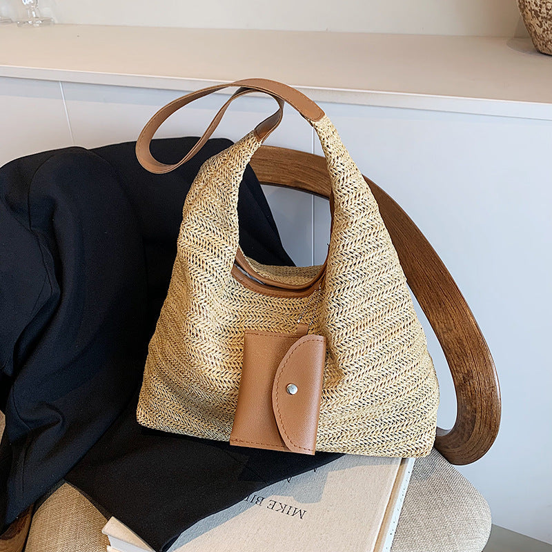 Farbenfrohe Schultertasche aus Baumwolle mit einer praktischen Zusatztasche