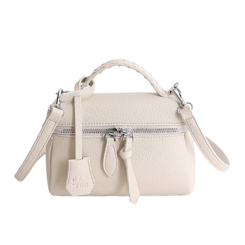Damen Mini-Handtasche mit feinen dekorativen Nähten und abnehmbarem Schultergurt