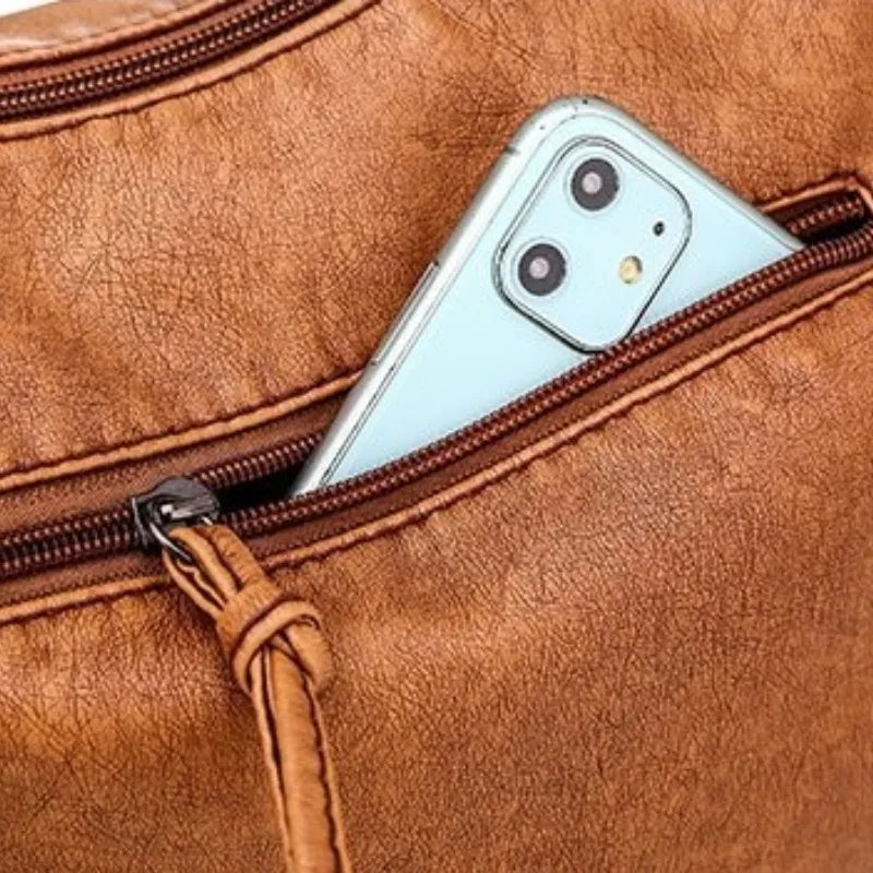 Mehrfach-Taschen Schultertasche aus Leder