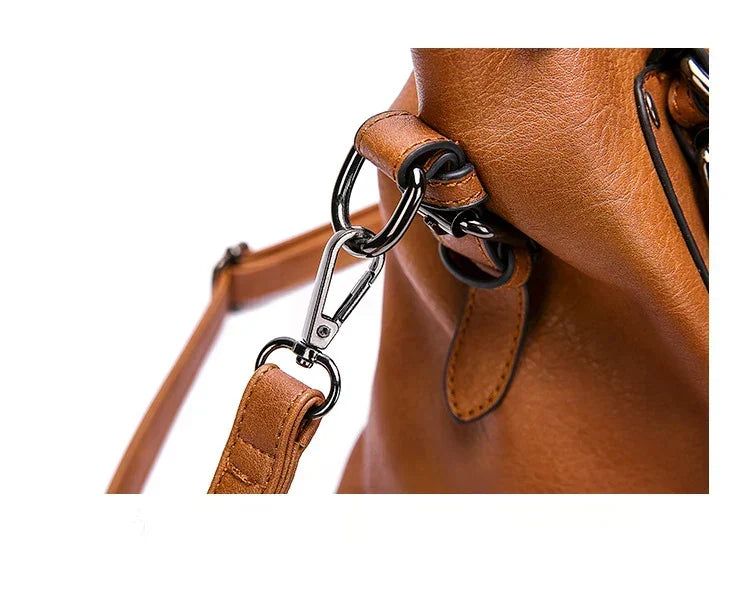 Große Kapazität Vintage Weiche Lederhandtasche mit Schultergurt