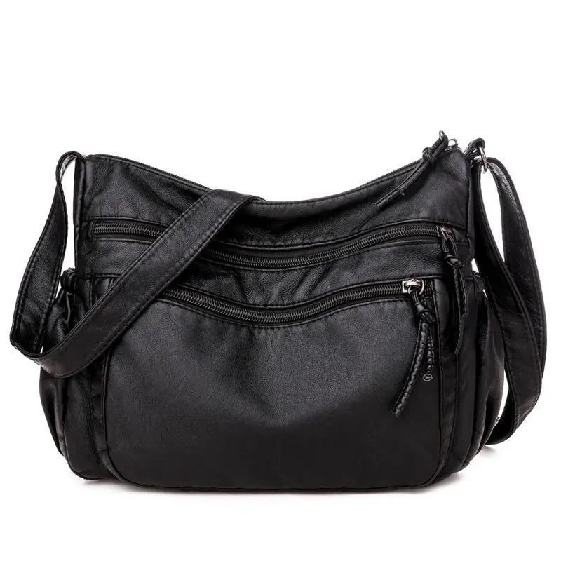 Mehrfach-Taschen Schultertasche aus Leder