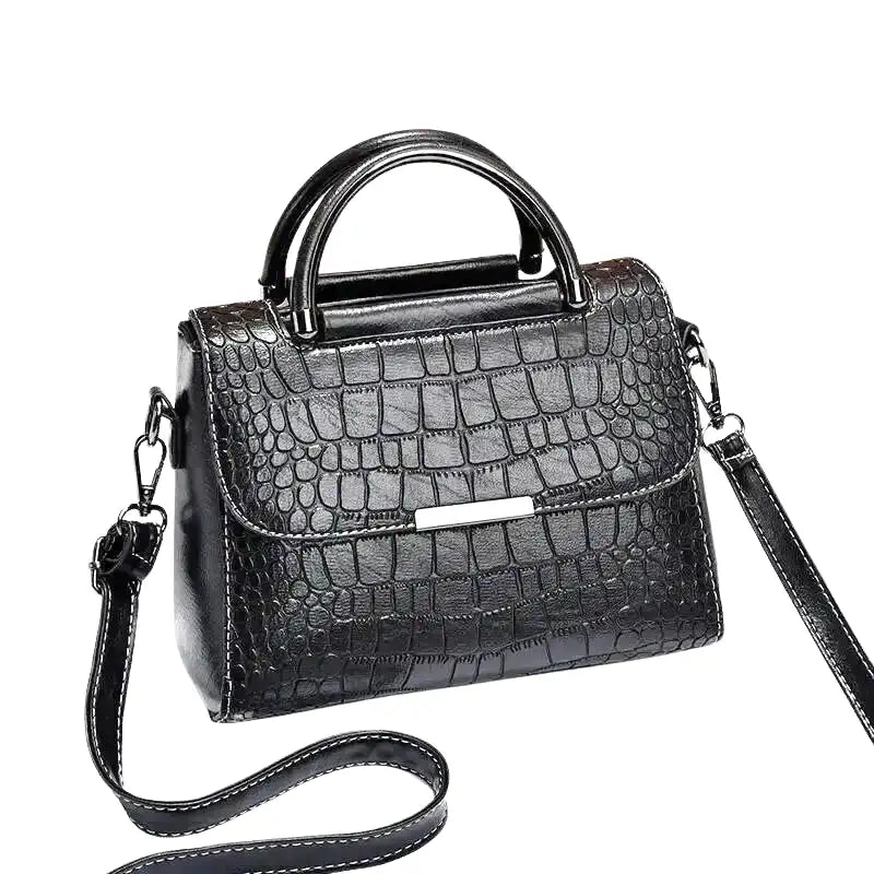 Kleine Croco Quadratische Handtasche aus Leder