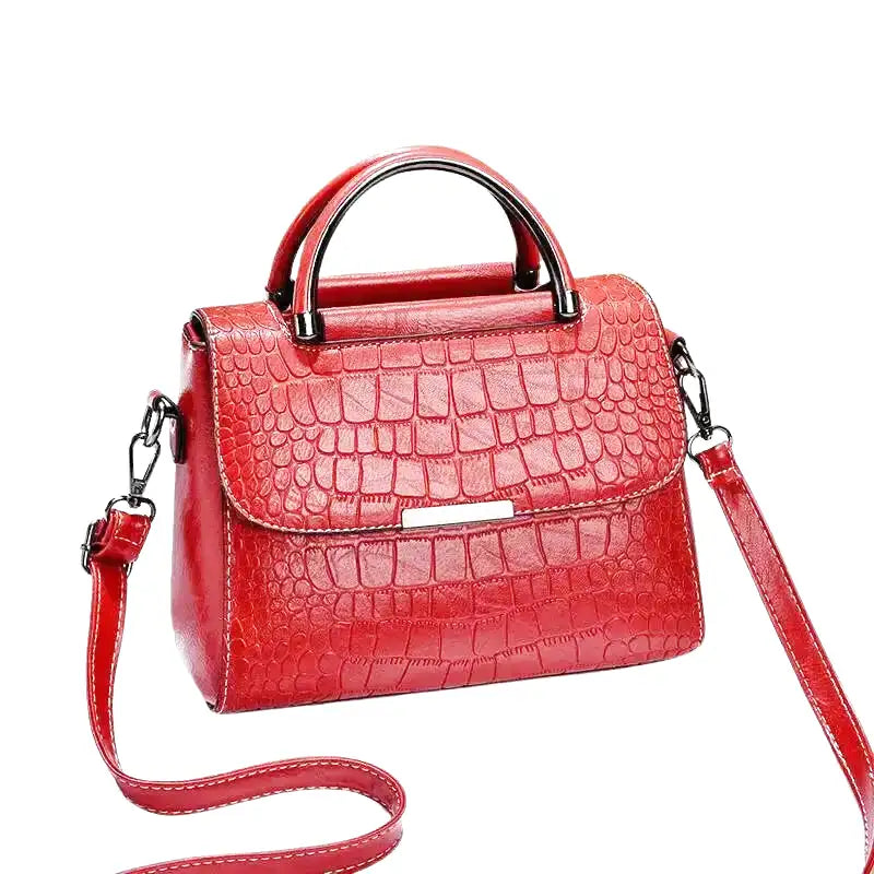 Kleine Croco Quadratische Handtasche aus Leder