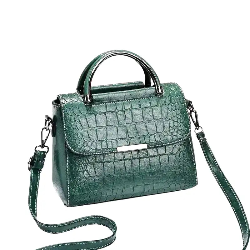 Kleine Croco Quadratische Handtasche aus Leder