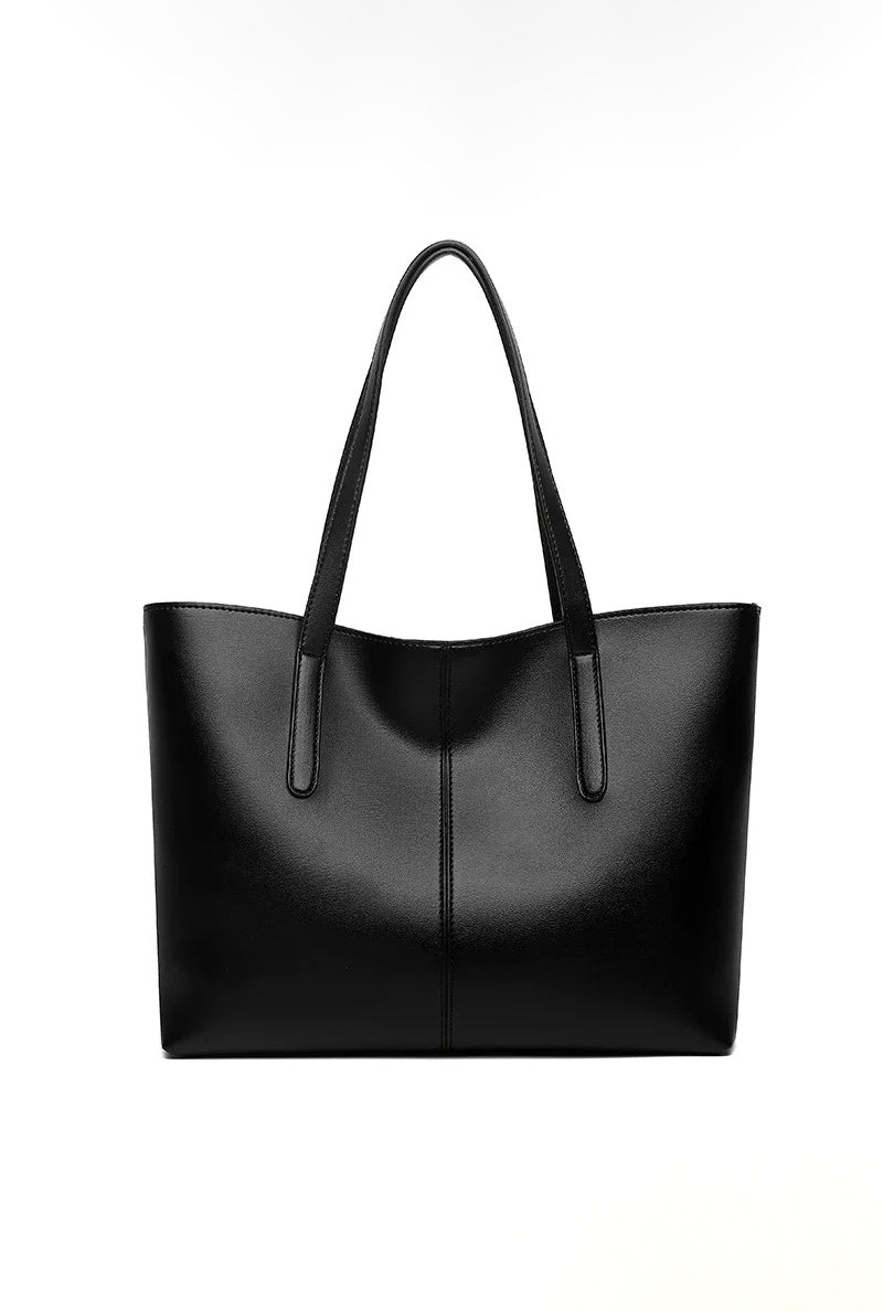 Große Ledertasche, Damen-Arbeitstasche mit Reißverschluss
