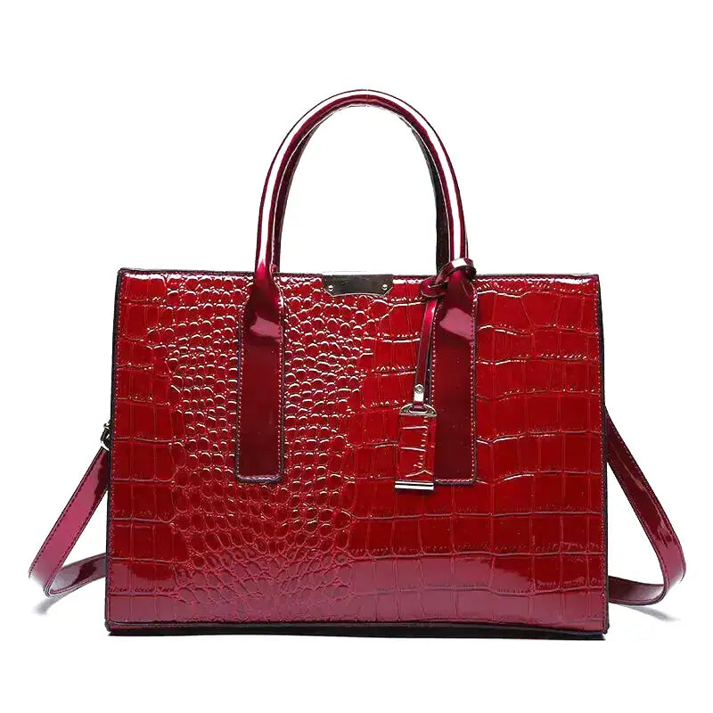 Große Kapazität Krokodil-Patentleder-Handtasche