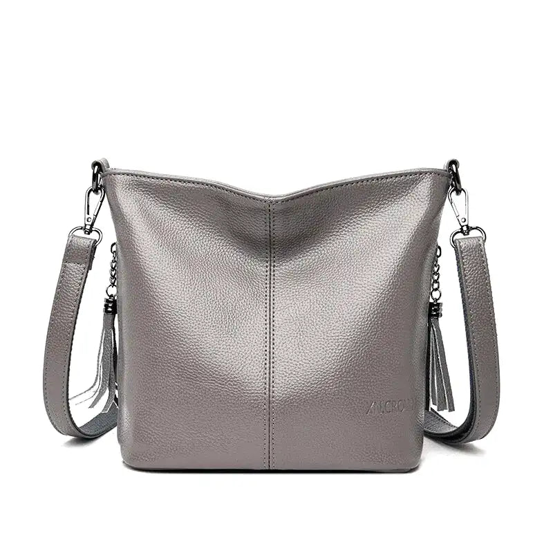 Handtas Schultertasche aus steifem Leder