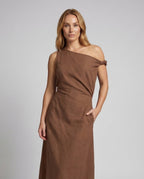 Dames Off-Shoulder Maxi Jurk met Drapering