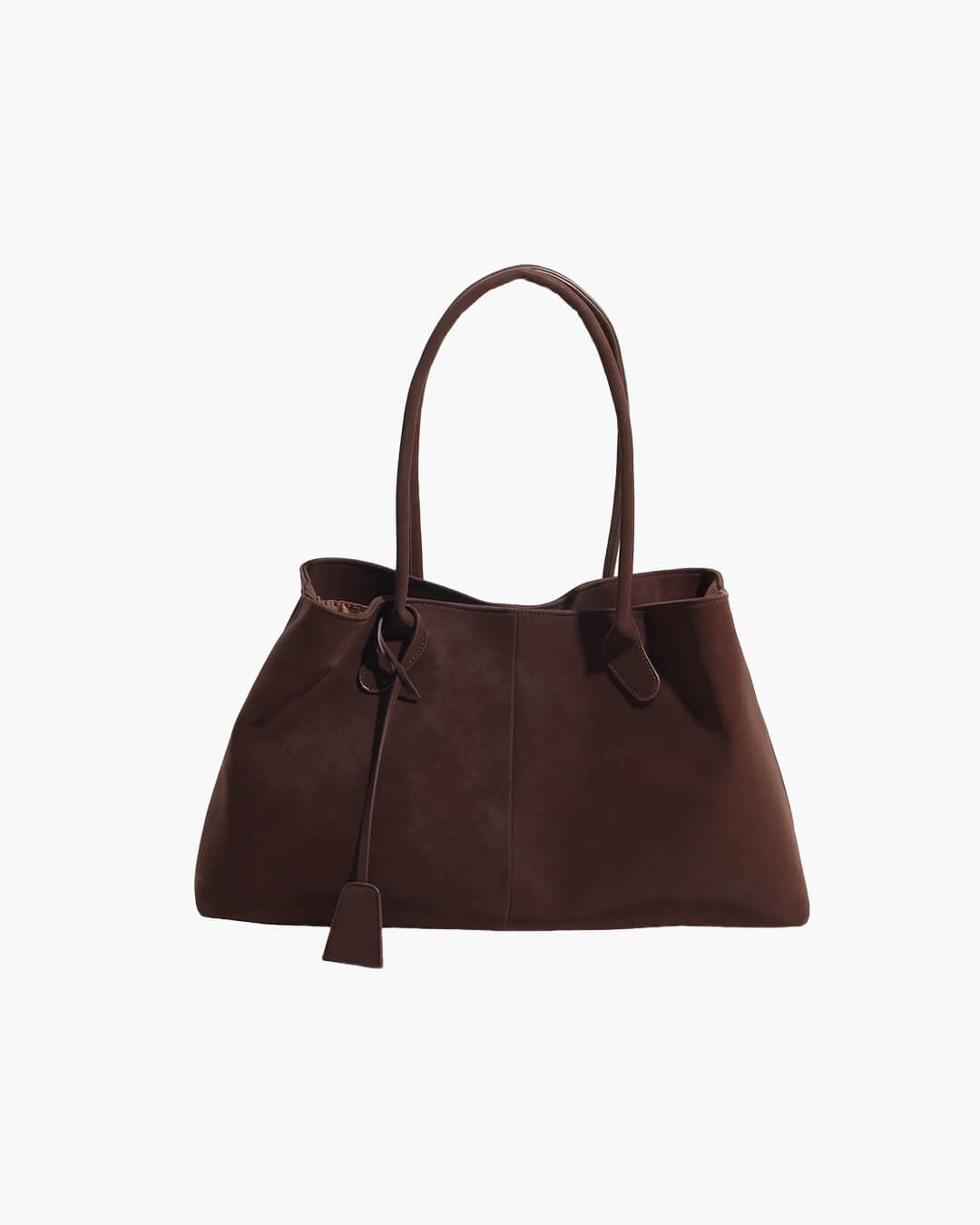 Große Wildleder Schultertasche, Damentasche für die Arbeit mit Bindungsdetail