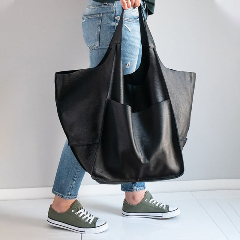 Übergroße Leder-Schultertasche für Frauen
